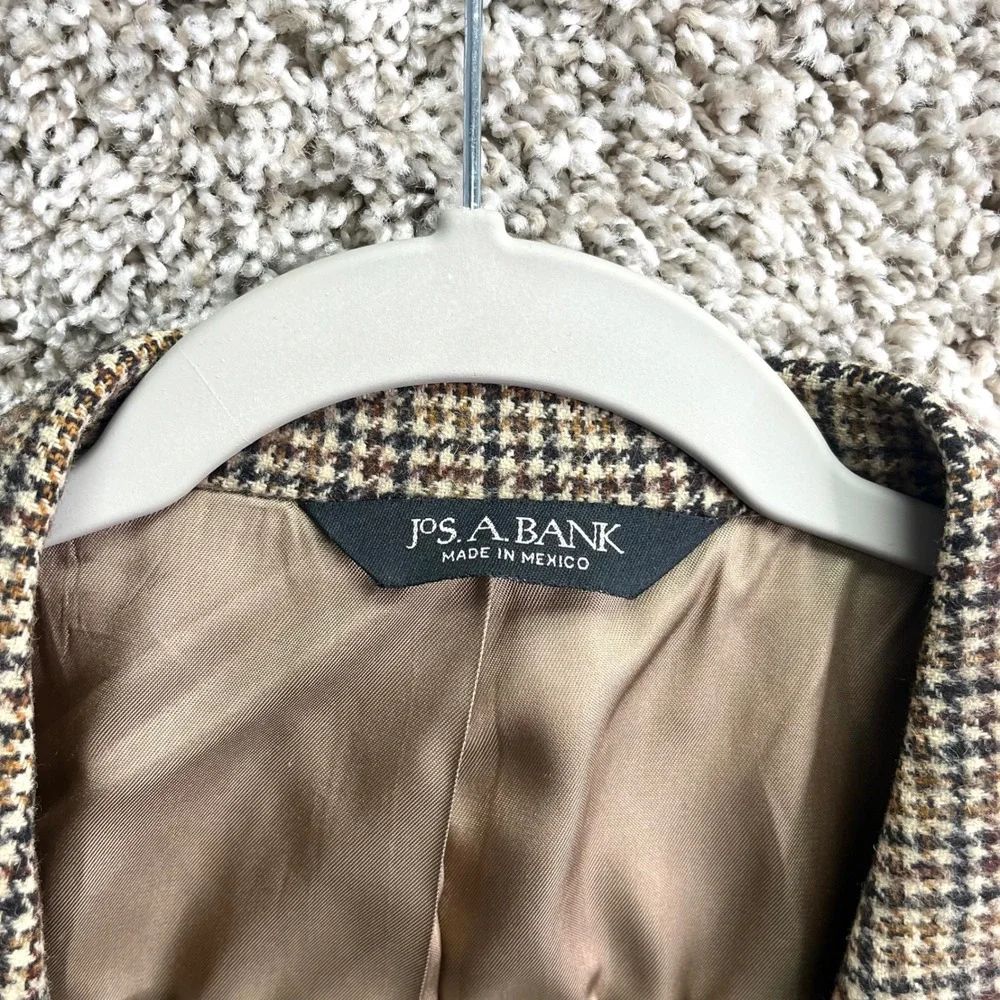 Jos. A. Bank‎ Blazer Men's 48R Brown Houndstooth Plaid Camel Hair 2-Button Suit